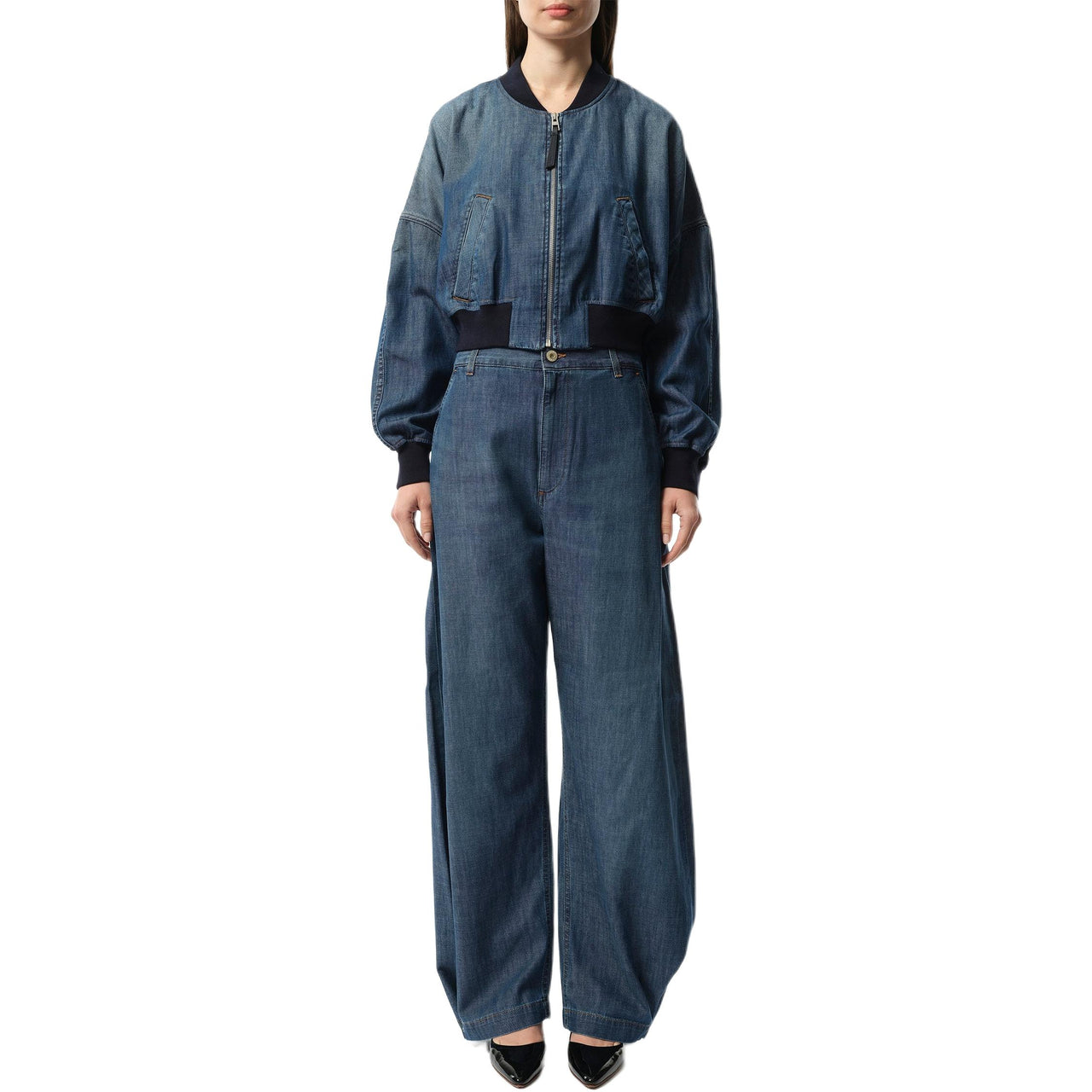 LOEWE Denim Bomber Jacket 'Washed Blue'