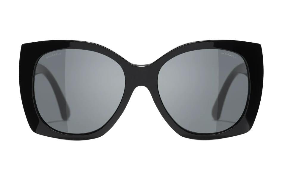 CHANEL Irregular Shape Sunglasses Unisex Black