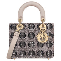 DIOR Lady Dior Cow Leather Lady Dior Bag, Shoulder Bag, Crossbody Bag, Handbag Small Size Women's Gray