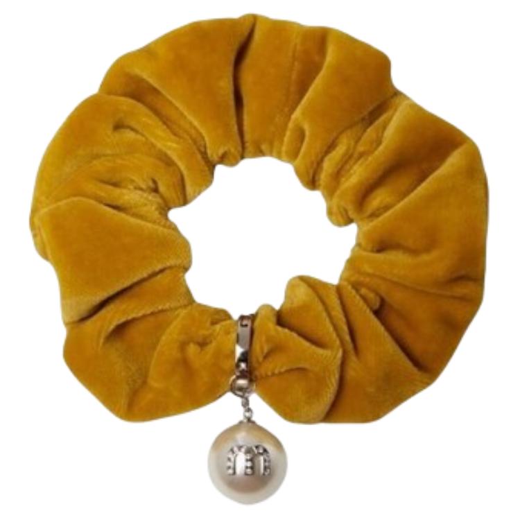 MIU MIU Cotton Fabric Hair Tie Women's Brown