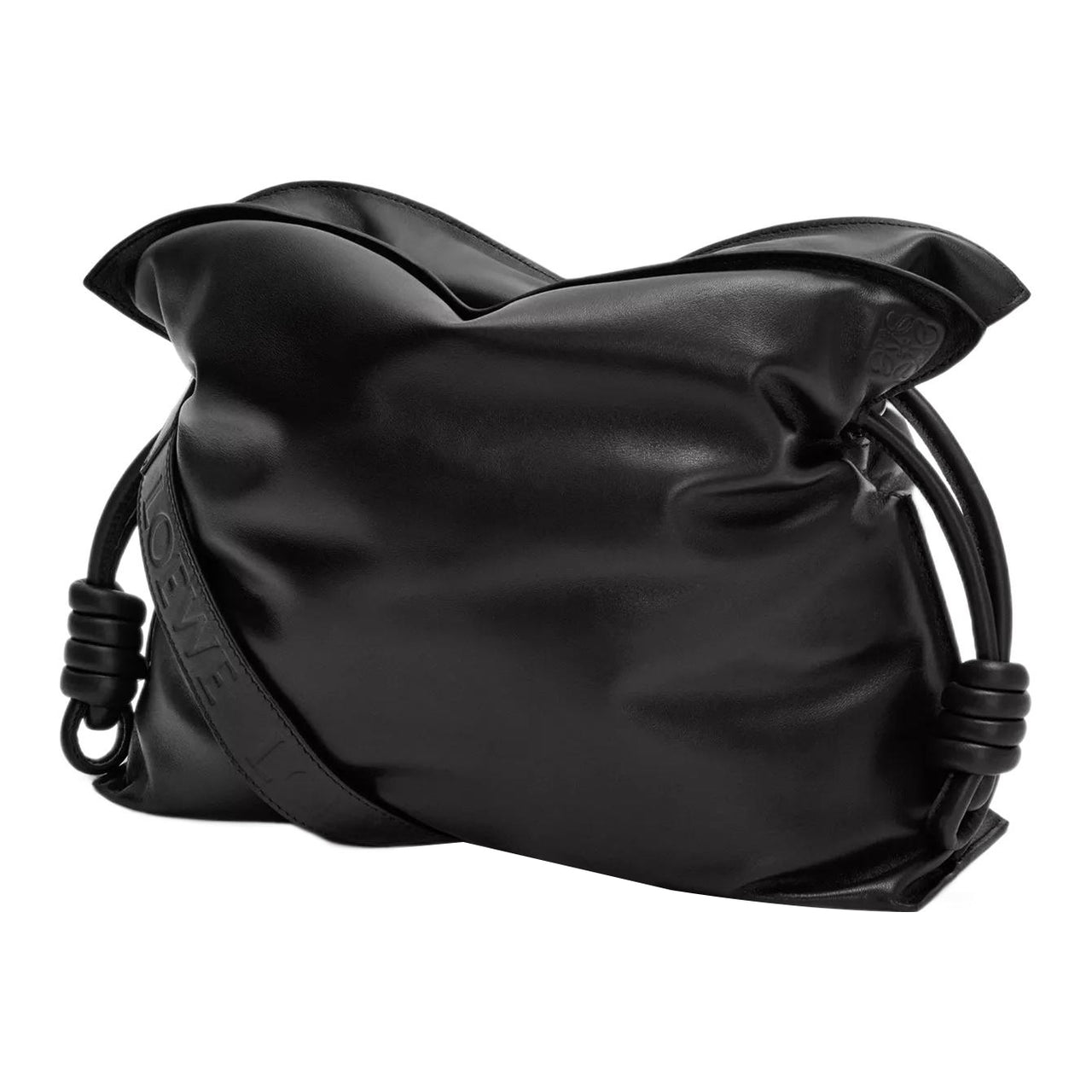 LOEWE Puffer Flamenco Clutch In Shiny Nappa Lambskin Black