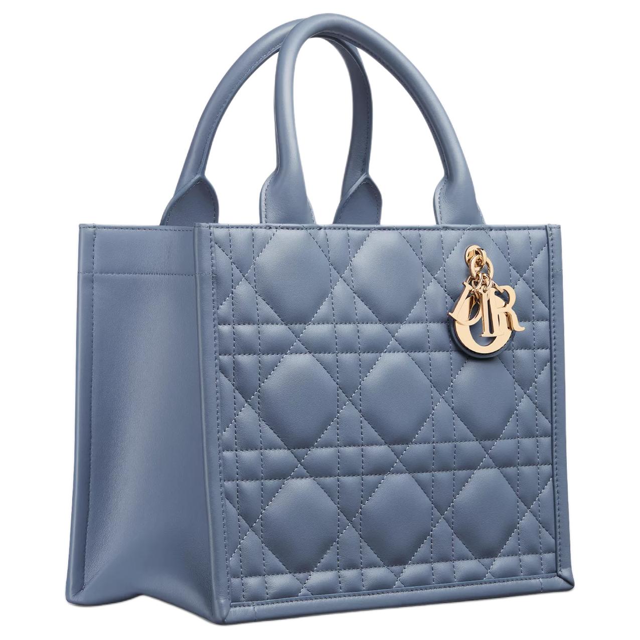 DIOR BookTote Calfskin Tote Bag, Shopping Bag, Shoulder Bag, Crossbody Bag, Handbag Trumpets Women's Denim Blue