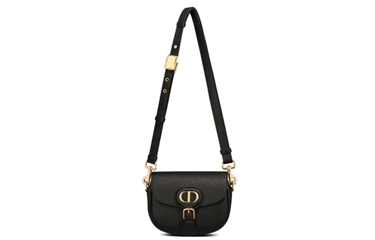 DIOR Bobby Grained Calfskin Shoulder Bag Crossbody Bag Small Size Women's Black