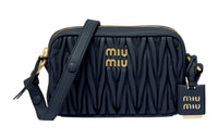 MIU MIU Matelassé Nappa Leather Camera Bags Crossbody Bag Shoulder Bag Women's Marine Blue