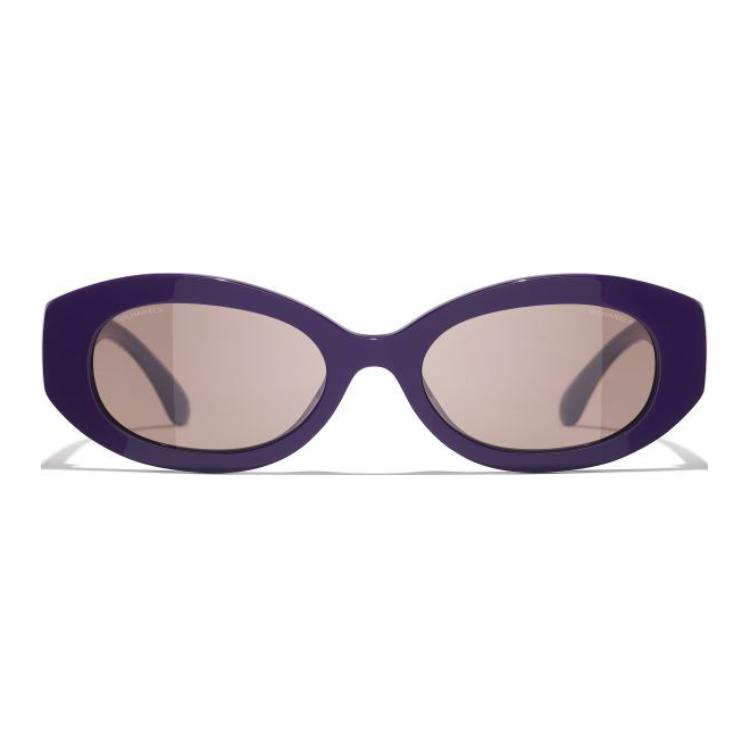 CHANEL Nylon Acetate Oval Sunglasses Unisex Purple