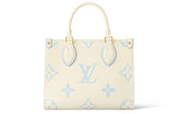 LOUIS VUITTON ONTHEGO Leather Jungle Bag Tote Shopping Bag Handbag Small Size Women's Ecru & Blue Sea Salt Cheese