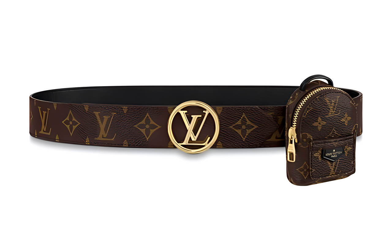 LOUIS VUITTON PALM SPRING Casual Fashion Logo Smooth Buckle Leather Belts Women's Brown Width  3.5cm