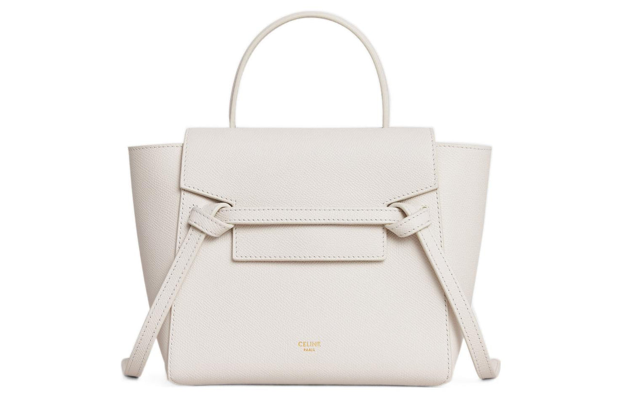 CELINE Grained Calfskin Catfish Bag Handbag Shoulder Bag Crossbody Bag Women's White
