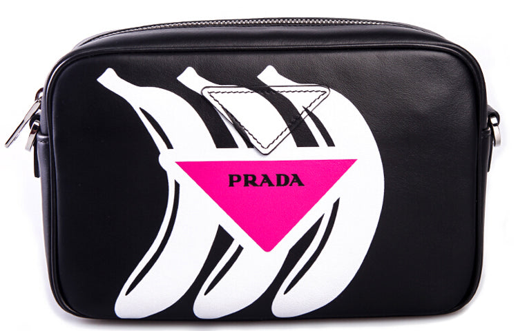 PRADA Calfskin Shoulder Bag, Crossbody Bag Women's Black