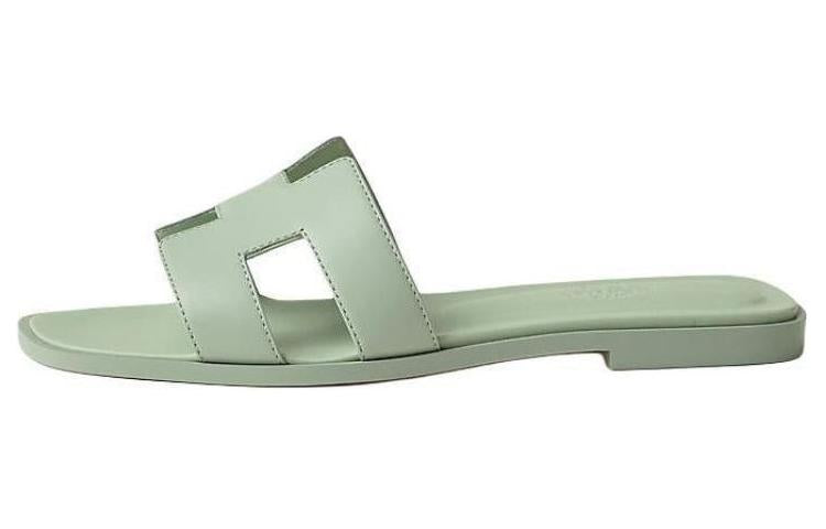 HERMES Oran Slide Slippers Women's Green
