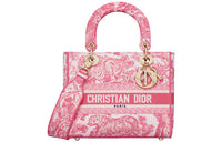 DIOR Lady Dior Fabric Lady Dior Bag, Shoulder Bag, Crossbody Bag, Handbag Medium Size Women's Peony Pink/White