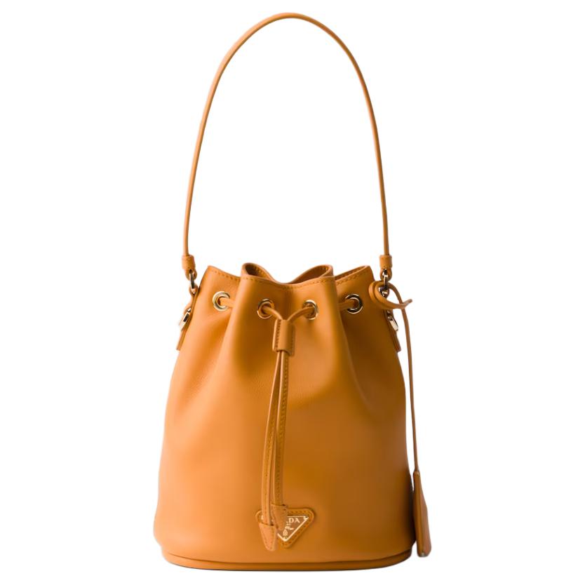 PRADA Leather Bucket Bag, Shoulder Bag, Crossbody Bag, Handbag Mini Women's Amber