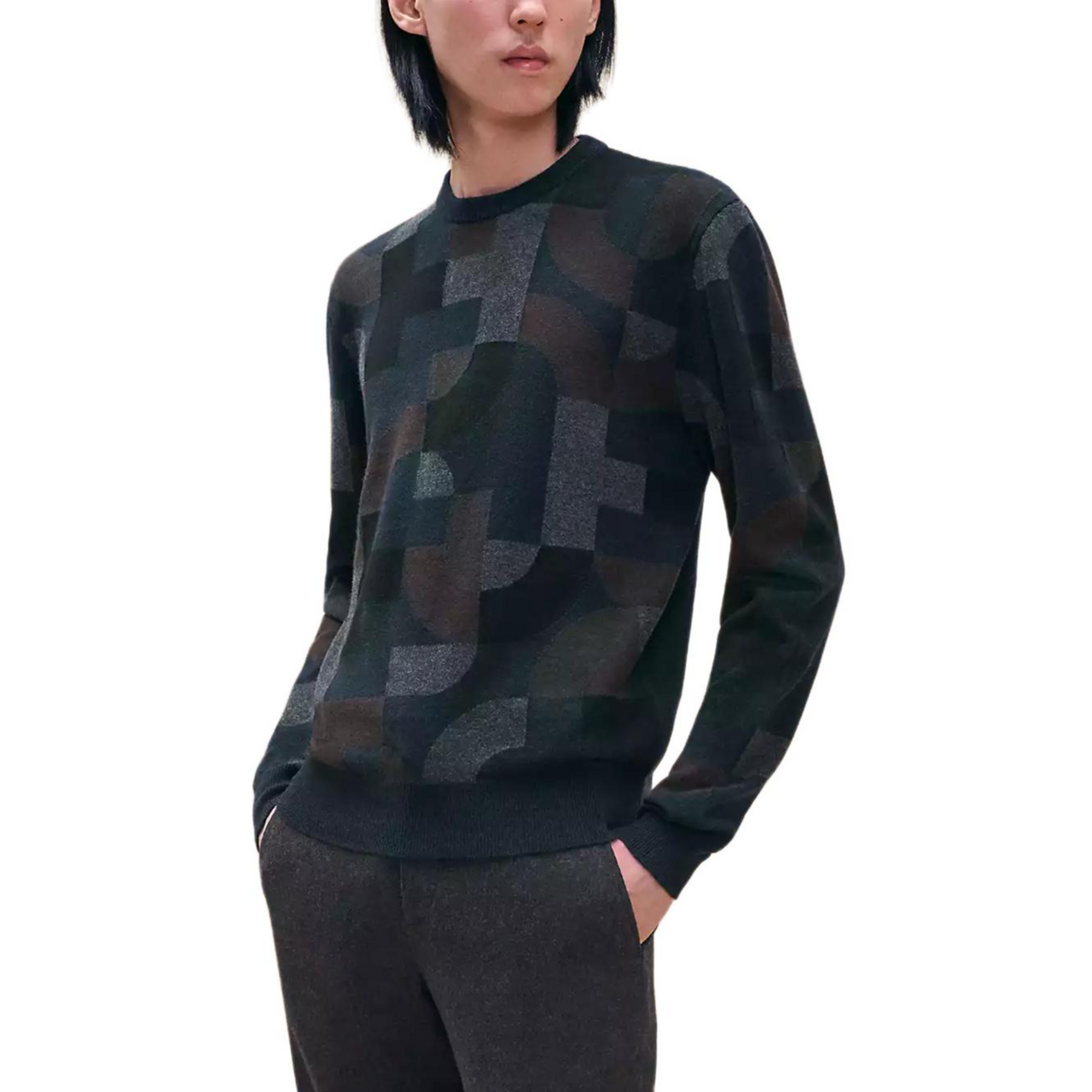 HERMES Cashmere Sweater Men's Marine Blue