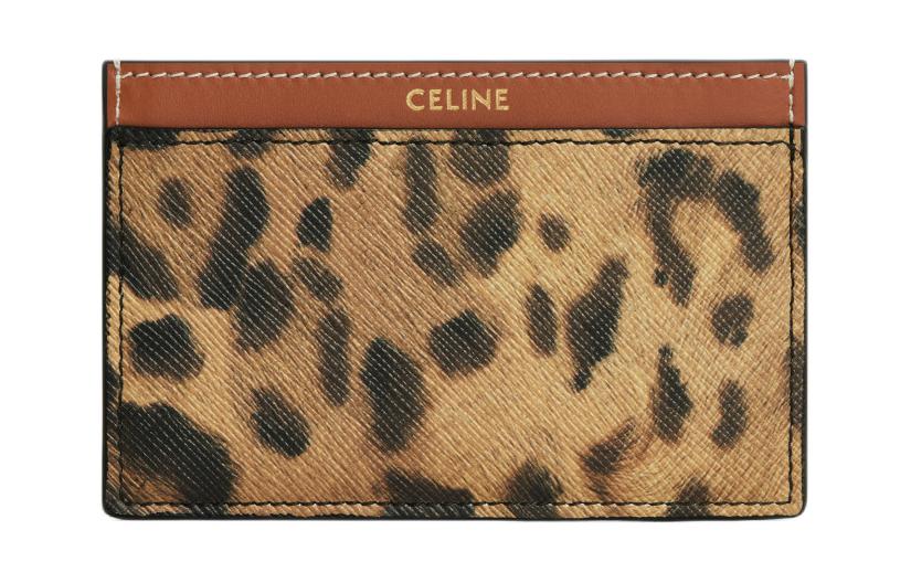 CELINE Artificial Leather Cow Leather Patchwork Card Holder Men's Black & Yellow