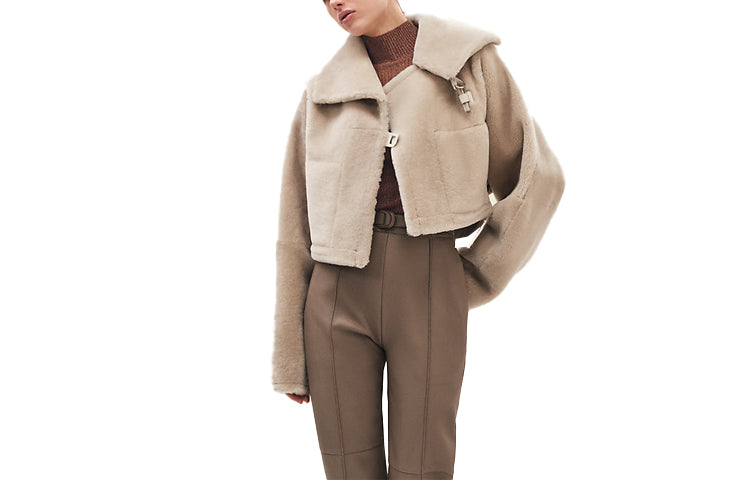 HERMES SS23 Leather Jacket Women's Khaki