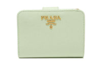 PRADA Leather Wallet Small Size Women's Green