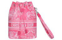 DIOR DiorTravel Technical Fabric Storage Bag Travel Bag Bucket Bag Handbag Women's Neon Pink