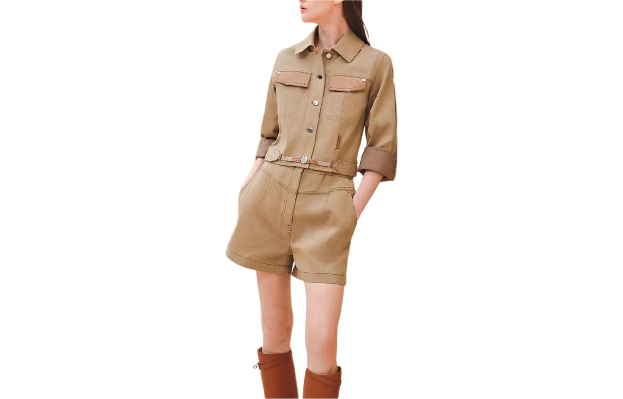 HERMES Jackets Coats Women's Marble Beige