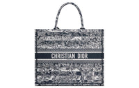 DIOR BookTote Stripes Jungle Large Capacity Tote Bag Shopping Bag Handbag Large Size Women's Blue