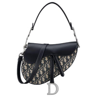 DIOR Oblique Printed Fabric With Smooth Cow Leather Saddle Bag, Shoulder Bag, Crossbody Bag, Handbag Women's Blue