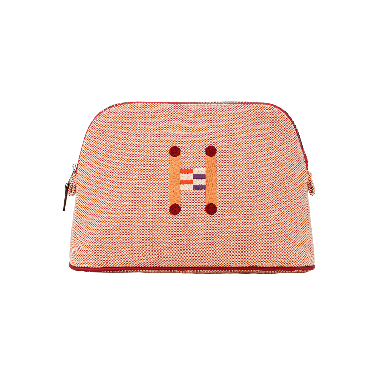 HERMES Bolide 100% Cotton Bowling Bag Storage Bag Medium Size Women's Orange