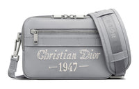 DIOR Grained Calfskin Messenger Bag Shoulder Bag Camera Bag Crossbody Bag Men's Gray