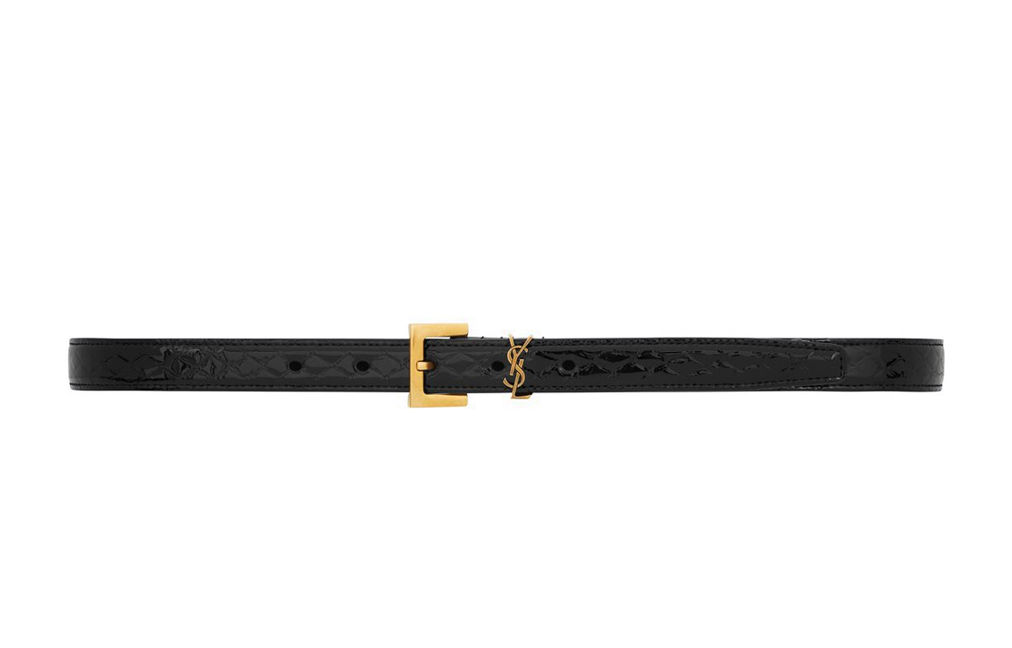 SAINT LAURENT Classic YSL Logo Circle, Pin Buckle Leather Belts Women's Black Width 2cm