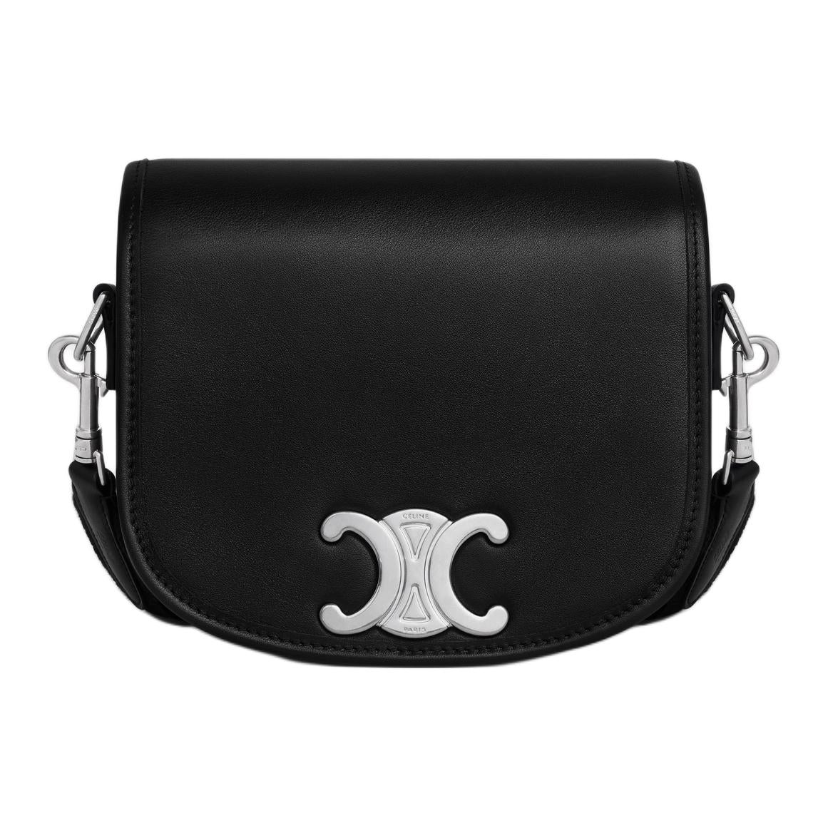 CELINE Besace Calfskin Shoulder Bag, Crossbody Bag Trumpets Men's Black
