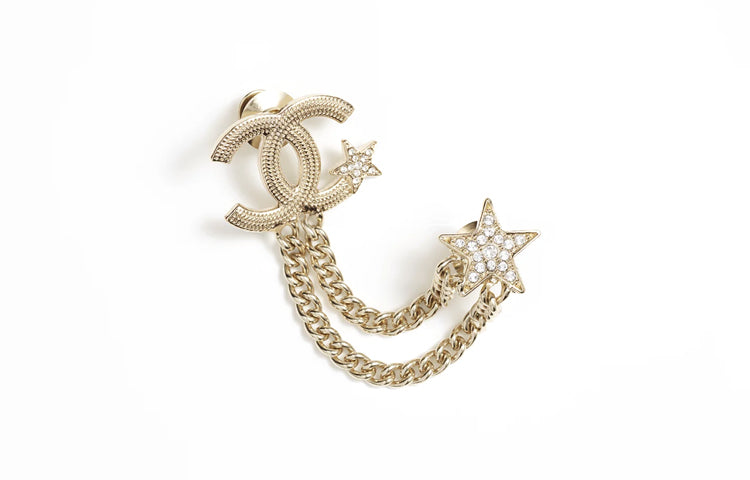CHANEL Crystal Brooches Women's Gold