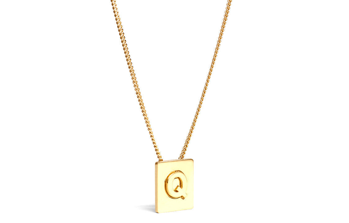 CELINE Alphabet Q Necklace In Brass With Gold Finish
