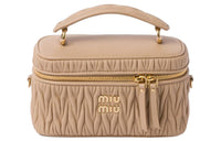 MIU MIU Matelassé Nappa Leather Portable Crossbody Bag, Shoulder Bag Women's Sand Beige Yellow