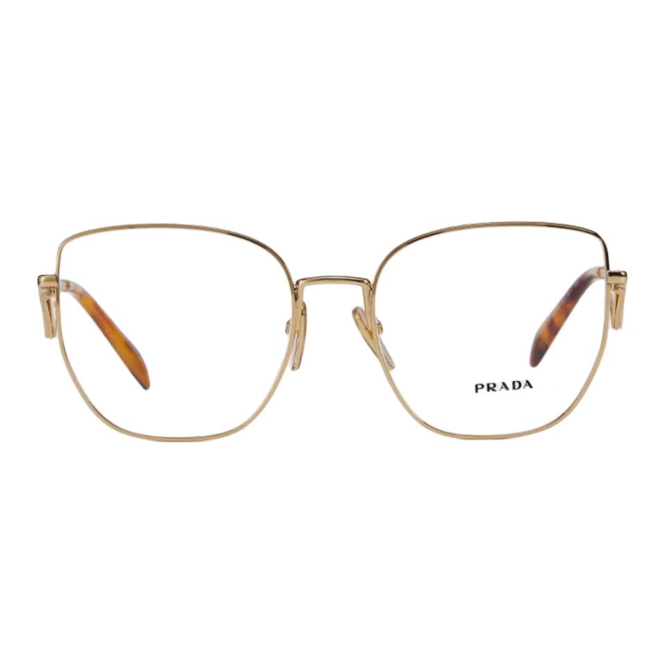PRADA Plate And Metal Irregular Shape Eyeglass Frames Women's Gold/Black/White