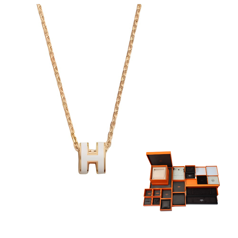 HERMES Mini Pop H Pendant Gold tone