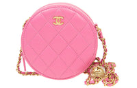 CHANEL Sheepskin Round Bag Shoulder Bag Crossbody Bag Women's Pink