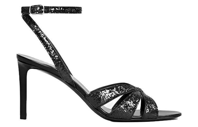 CELINE One Strap Sandals 8cm Women's Black