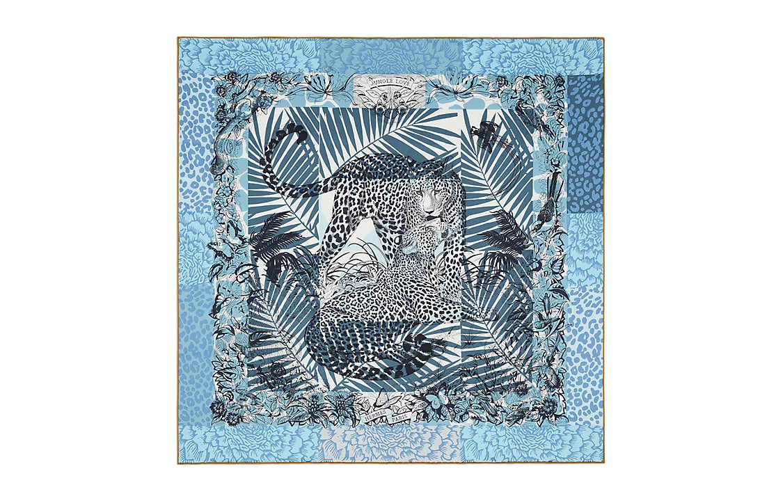 HERMES Silk Scarves Women's Blue