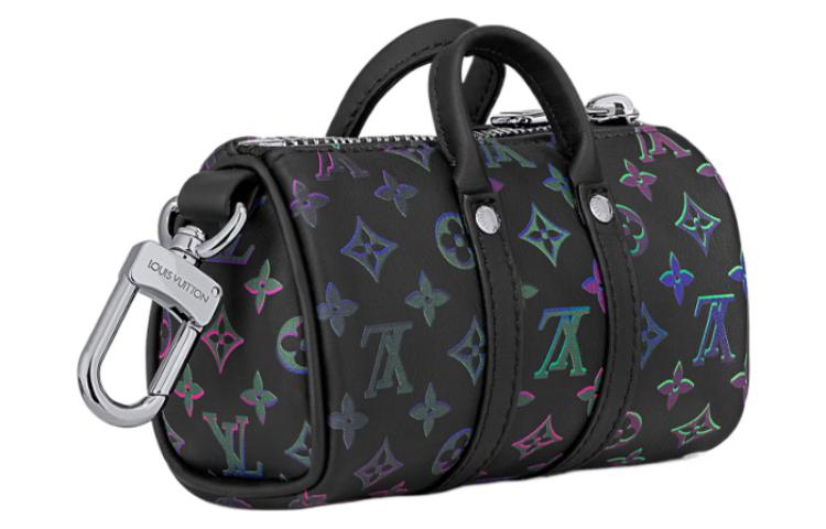 LOUIS VUITTON Key Holder And Bag Charm Spotlight Mini Keepall Black Borealis