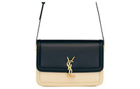 SAINT LAURENT SOLFERINO Cow Leather Tofu Bag Shoulder Bag Crossbody Bag Medium Size Women's Black/Beige