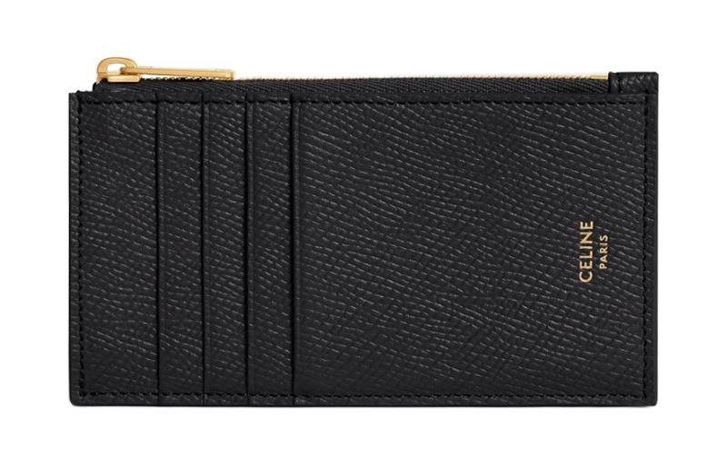 CELINE Grained Calfskin Card Holder Women's Black