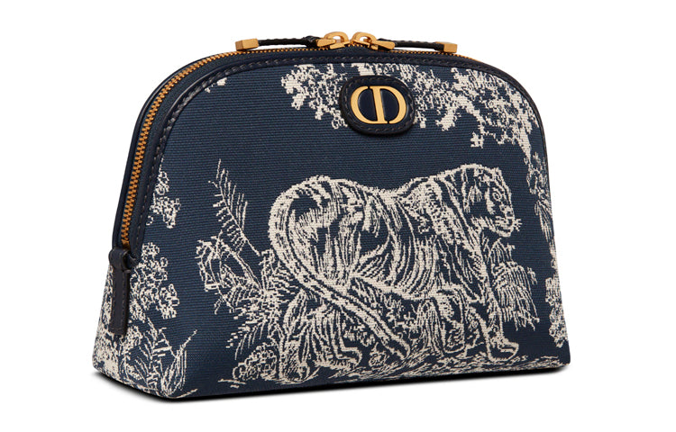 DIOR 30 Montaigne Technical Fabric Storage Bag Clutch Makeup Bag Medium Size Women's Blue