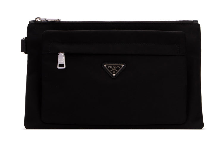 PRADA Leather Clutch Men's Black