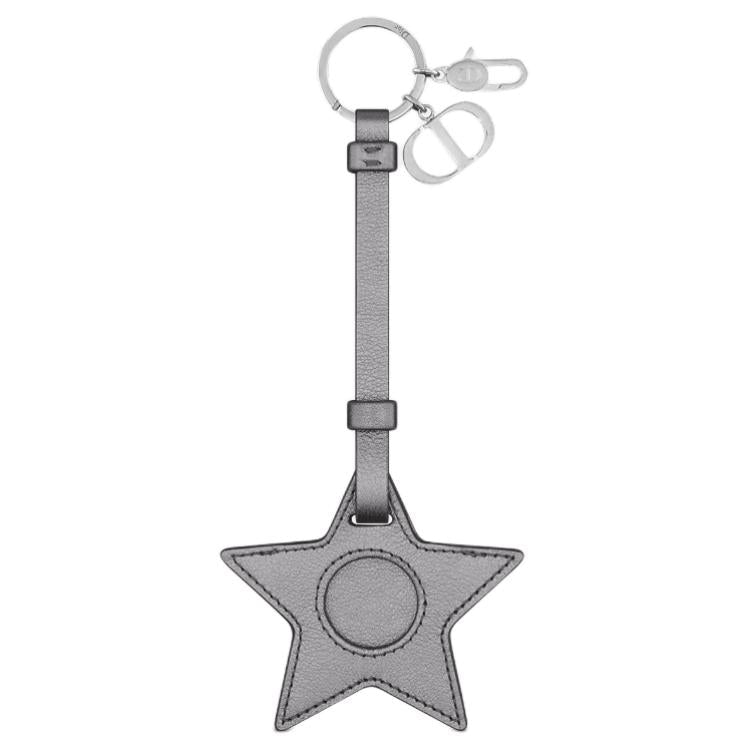 DIOR Calfskin Keychains Women's Gray