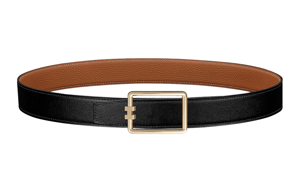 HERMES Leather Belts Men Black
