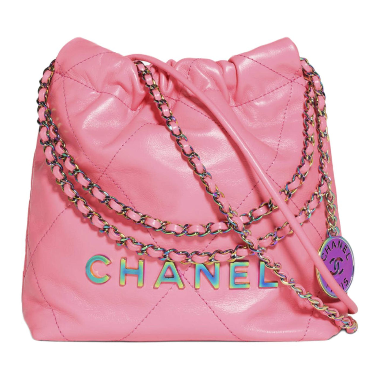 CHANEL Calfskin Shoulder Bag Crossbody Bag Handbag Mini Women's Coral Pink