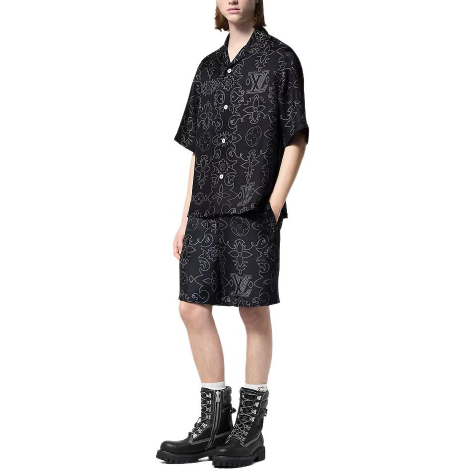 LOUIS VUITTON Printed Short-Sleeved Silk Shirt
