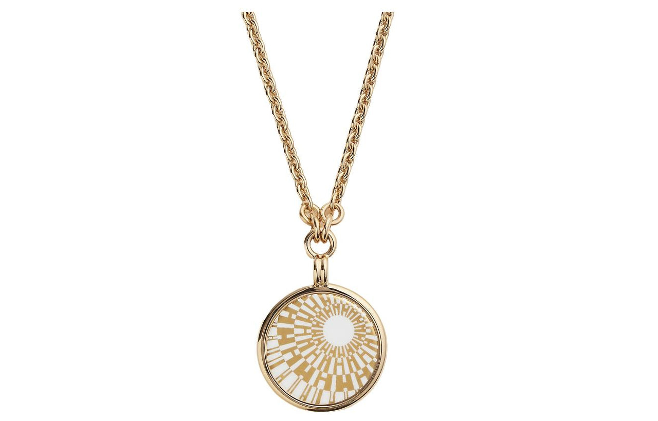 HERMES Enamel Metal Parts Necklaces Women's Gold