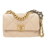 CHANEL 19Bag Sheepskin Handbag, Shoulder Bag, Crossbody Bag Small Size Women's Milk Tea