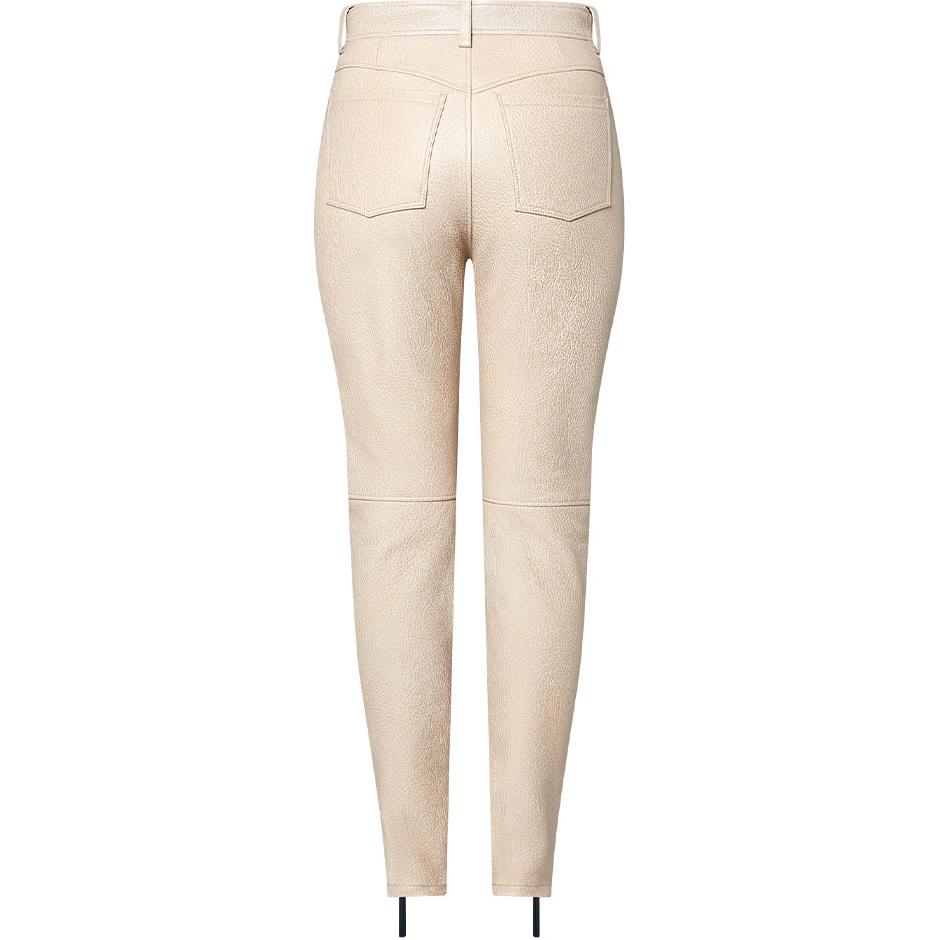 LOUIS VUITTON Zipper Accent Grained Leather Biker Pants