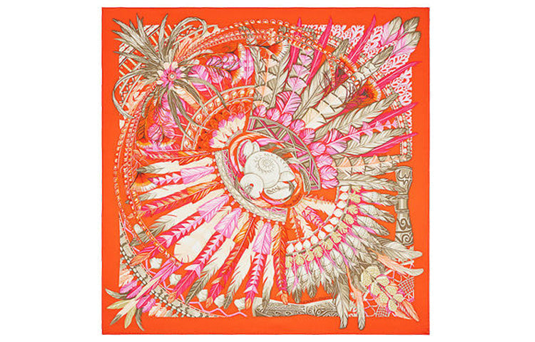 HERMES Silk Scarves Women's Orange Red