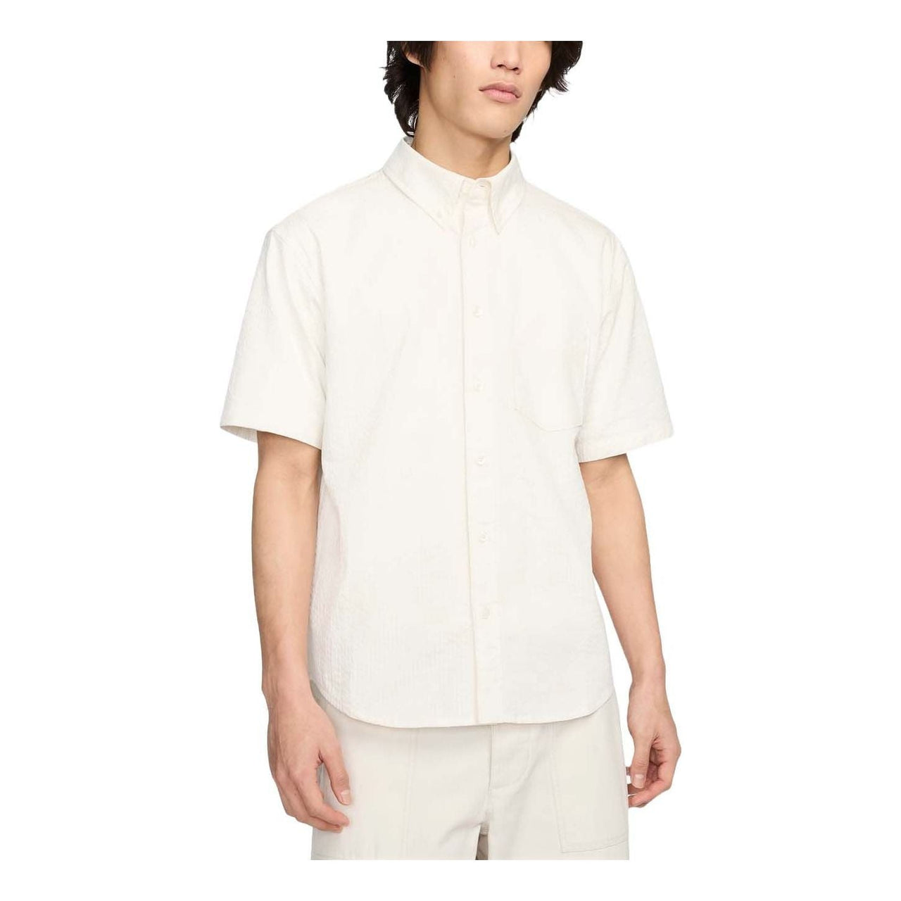 Nike Short Sleeve Seersucker Button-Down Shirt Asia Sizing 'Phantom' FN3223-030